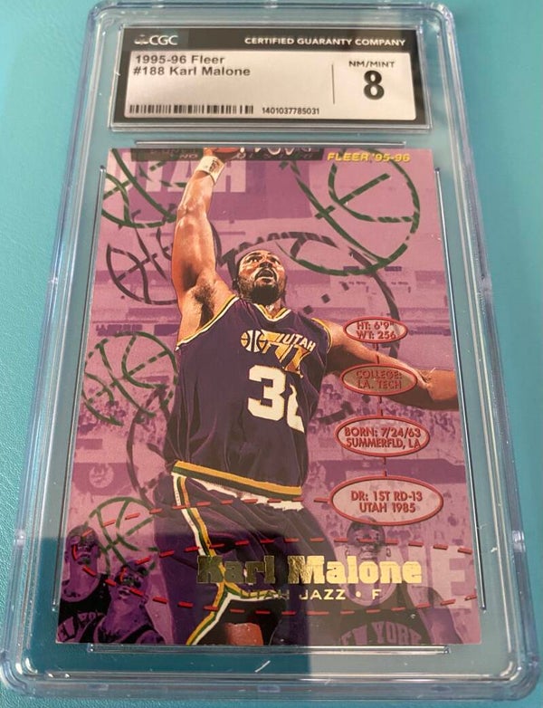 Karl Malone #188 - 1996-97 Fleer - Graded 8 CGC