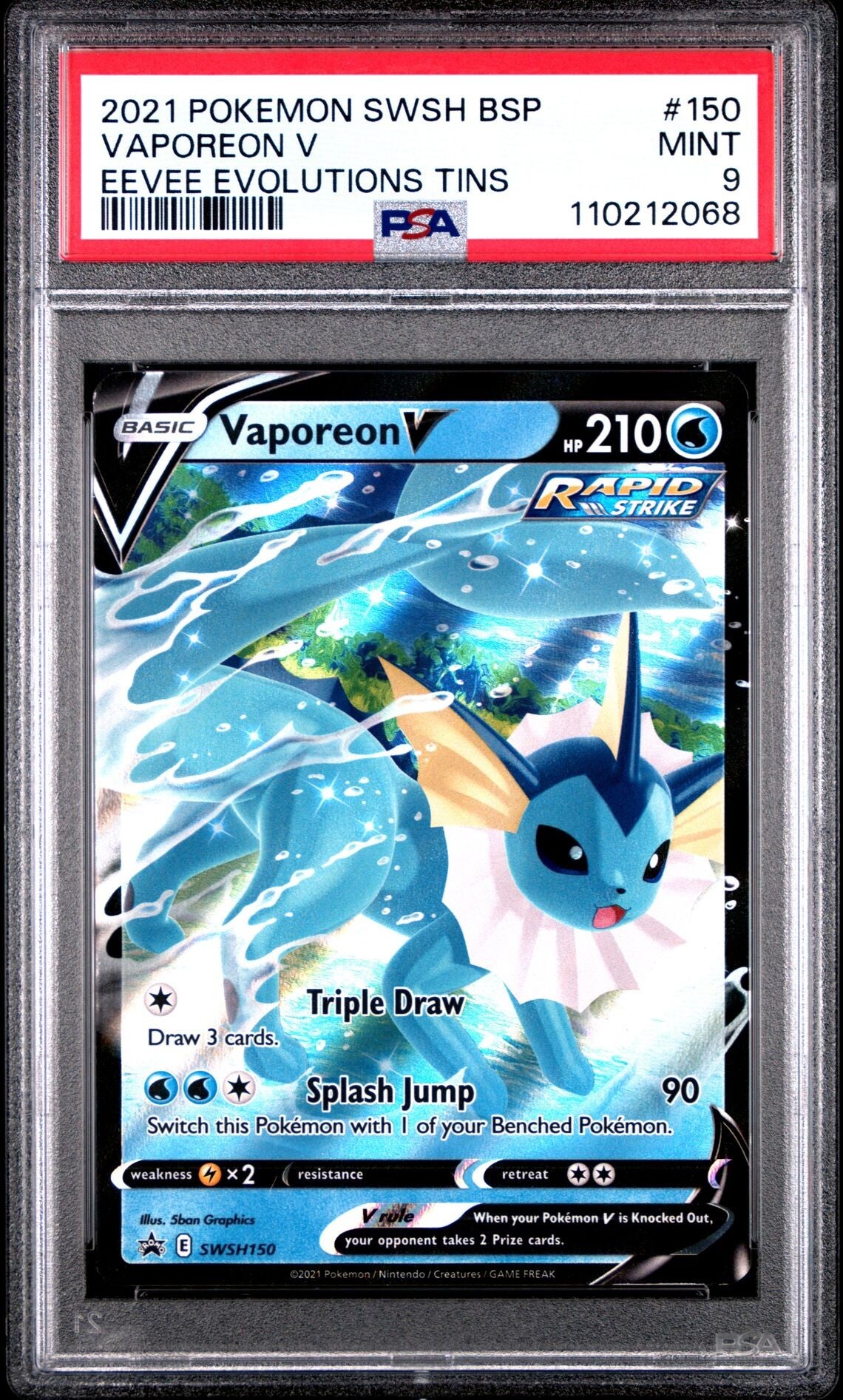 Vaporeon V SWSH150 - Graded 9 PSA
