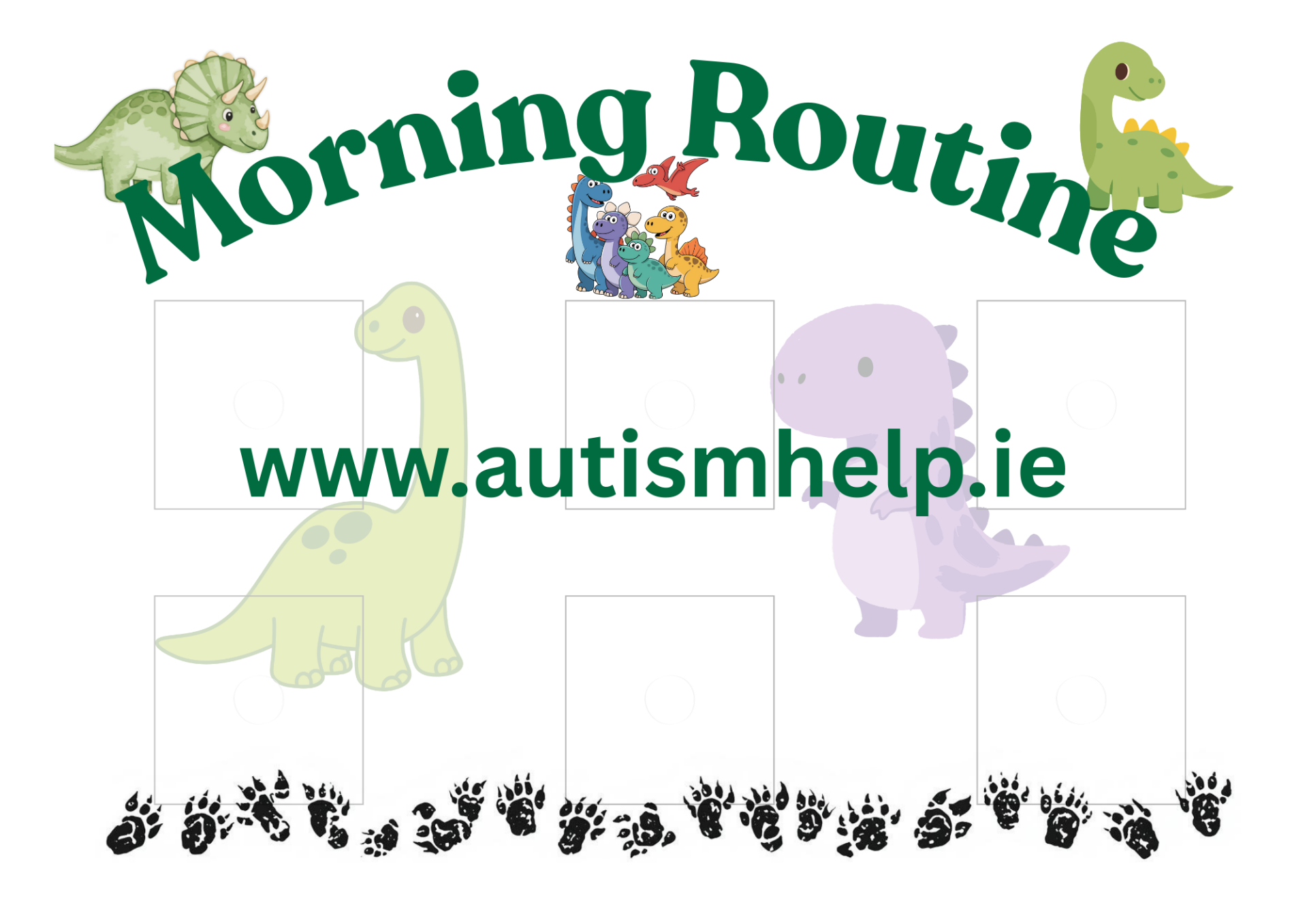 Morning Routine Visual Schedule- Dinosaur