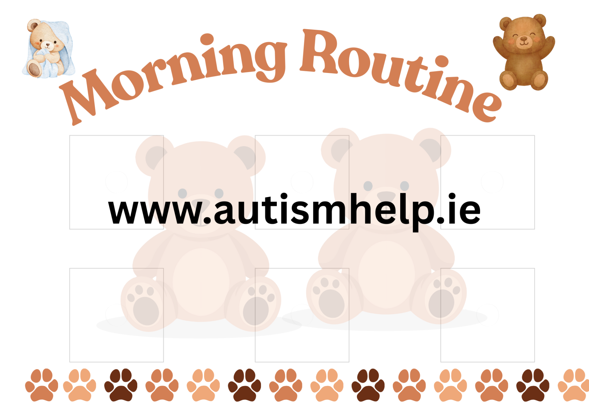 Morning Routine Visual Schedule- Teddybear