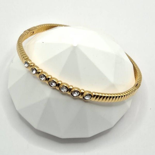 Armband, Bangle goldlook met Tsjechisch kristal