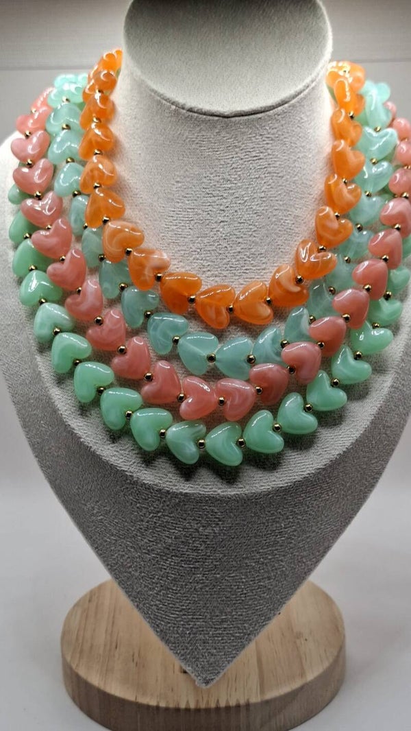 Kralenketting hartjes, meerdere kleuren