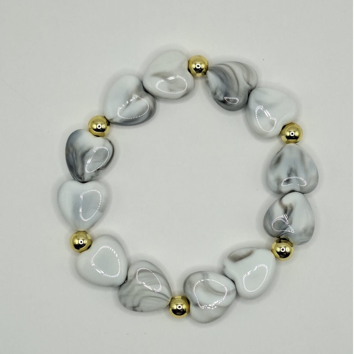 Armband, kralen hartjes