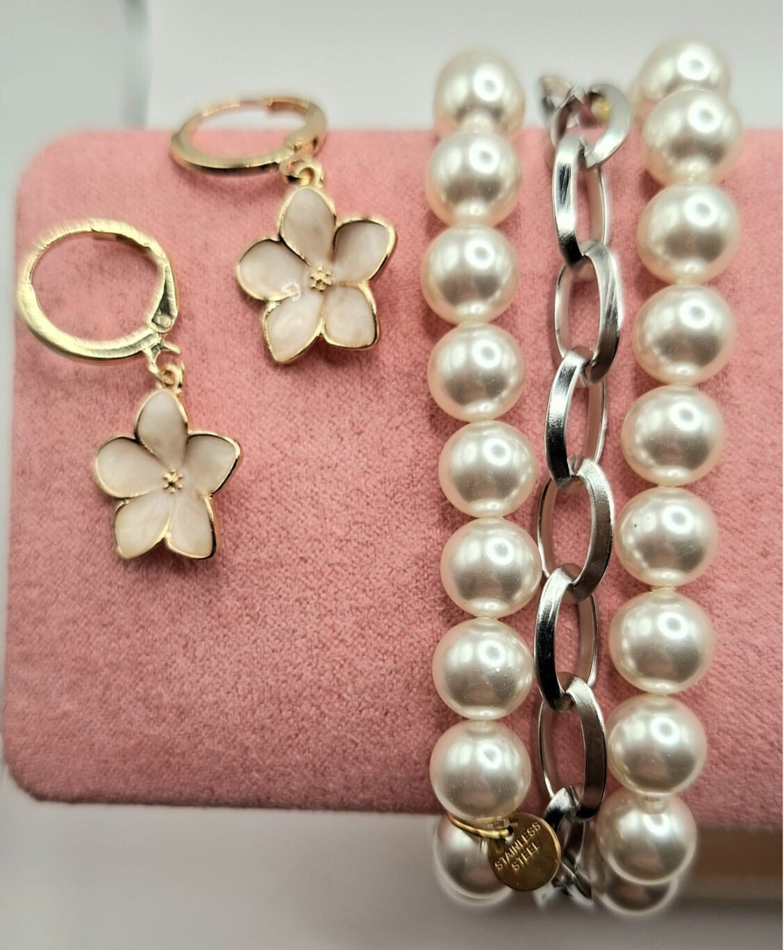 Moederdagset, zilver met parels