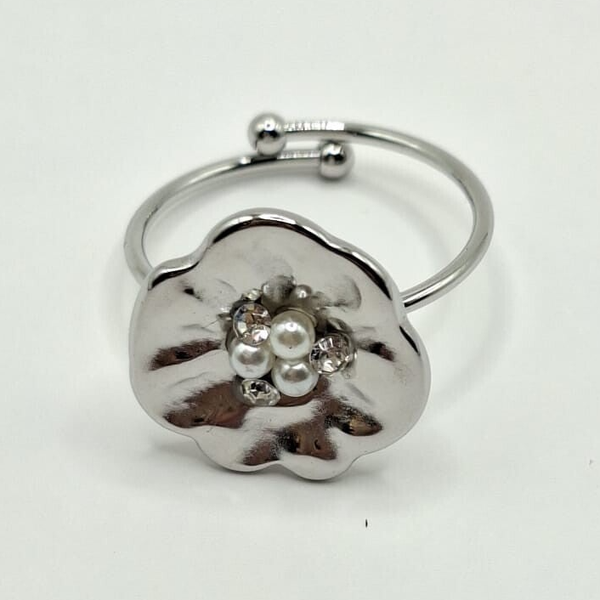 Zilveren bloemen ring