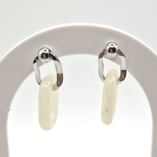 Oorbellen silver/creme