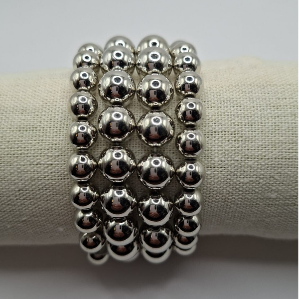 Parelarmband, vast setje , silver