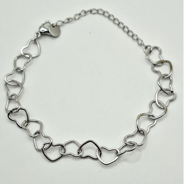 Armband hartjes silver