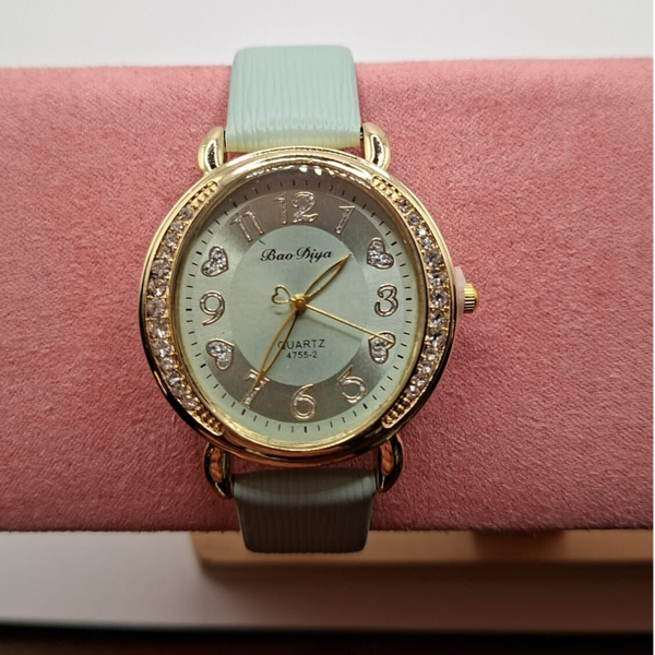 Dames horloge met groene band