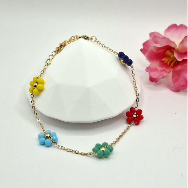 Goldlook armbandje met leuke bloempjes