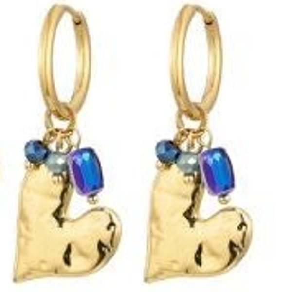Oorbellen met Hart, blauw