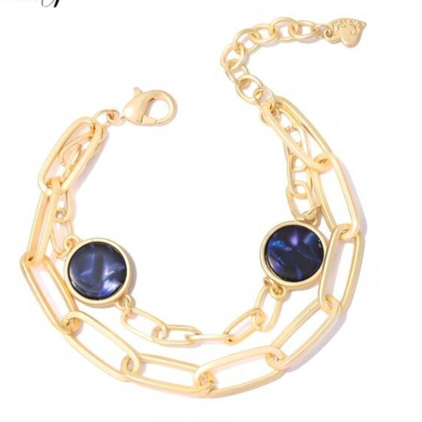 Armband met slot, Gold/Blauw