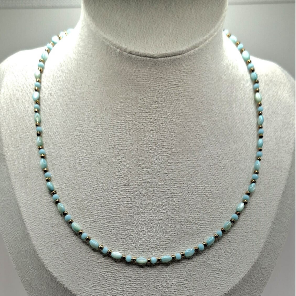 Fijne kralenketting, blauwe kraaltjes