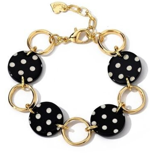 Armband met slot, zwart met witte stipjes
