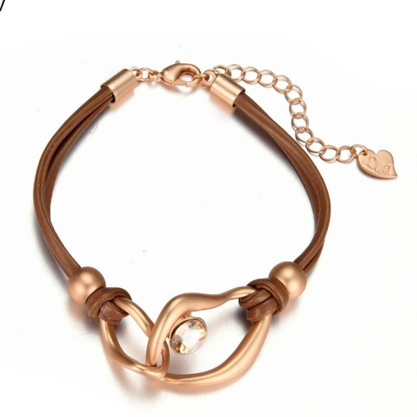 Armband, Goldlook en leer
