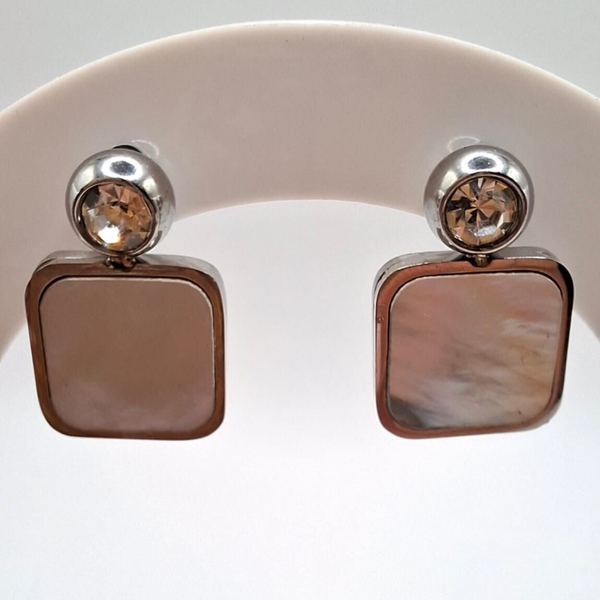 Oorstekers silver, silver/ivoor