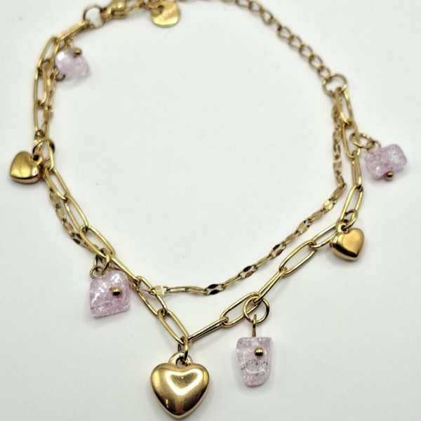Armband gelaagd met hartjes