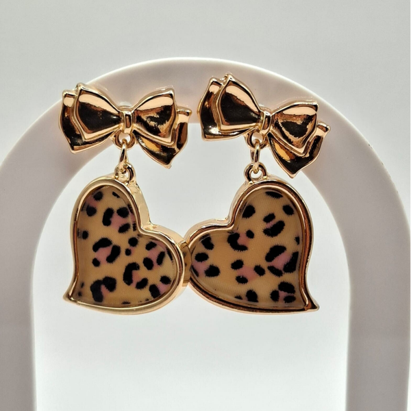 Oorstekers gold look, panterhart