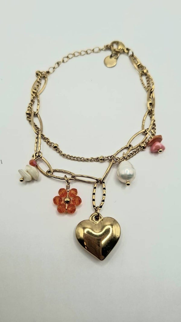 Gelaagde armband met bedeltjes