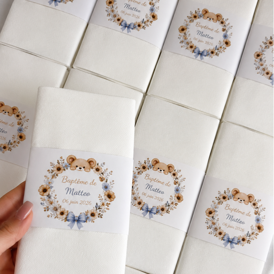 Serviette avec bandeau personnalisé x10