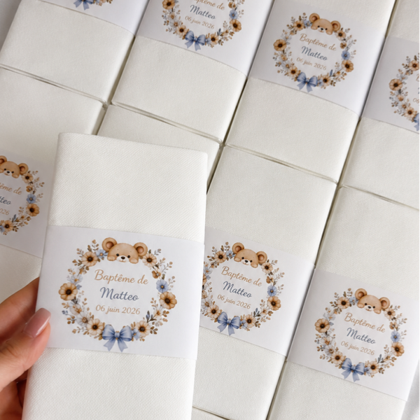 Serviette avec bandeau personnalisé x10