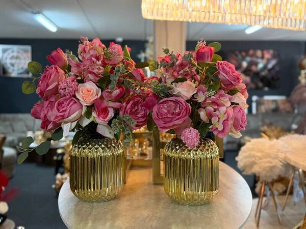 Bloemstuk pink gold