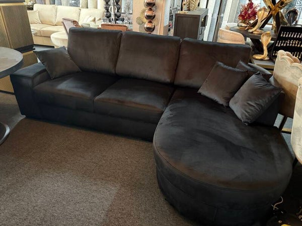 Zwart velvet ottoman bank