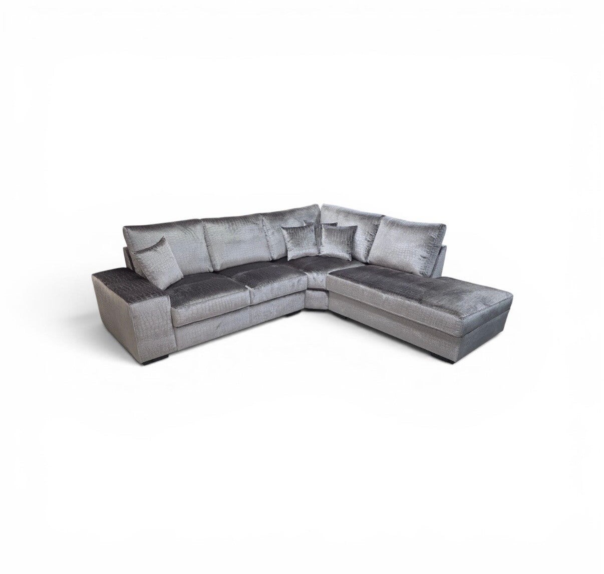 Lounge bank in croco stof rechtsom (kleur naar wens)