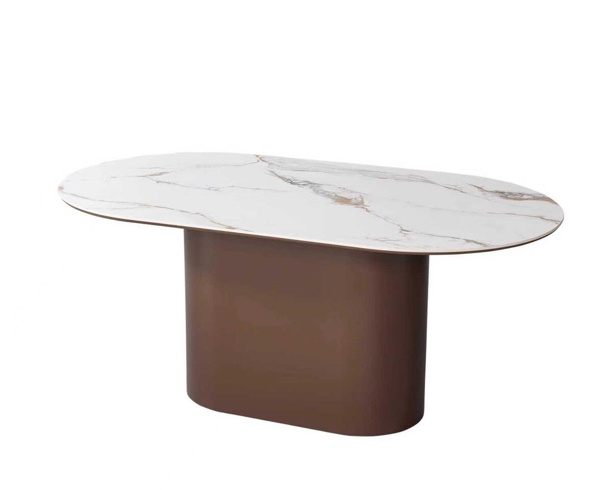 Brown Isabella eettafel rond ovaal