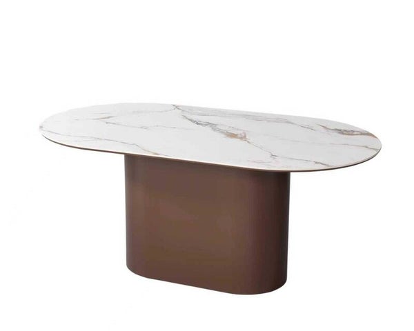 Brown Isabella eettafel rond ovaal