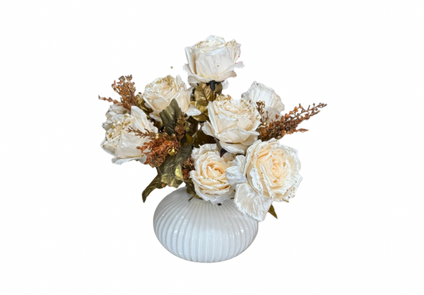 Bloemstuk pot ribbel wit