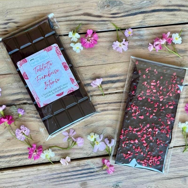 Tablette chocolat noir framboise