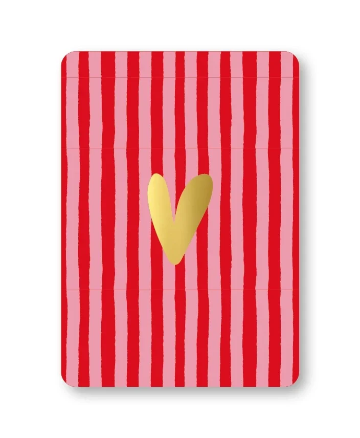 Kaart - hartje goud, soft stripes
