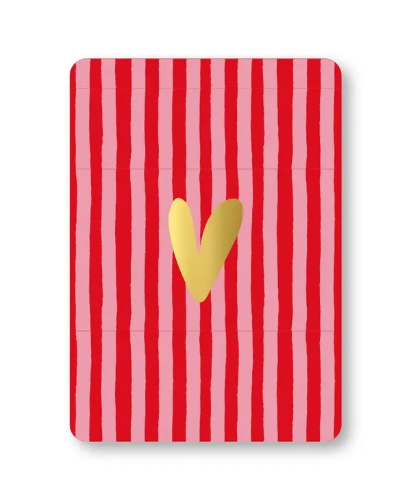 Kaart - hartje goud, soft stripes