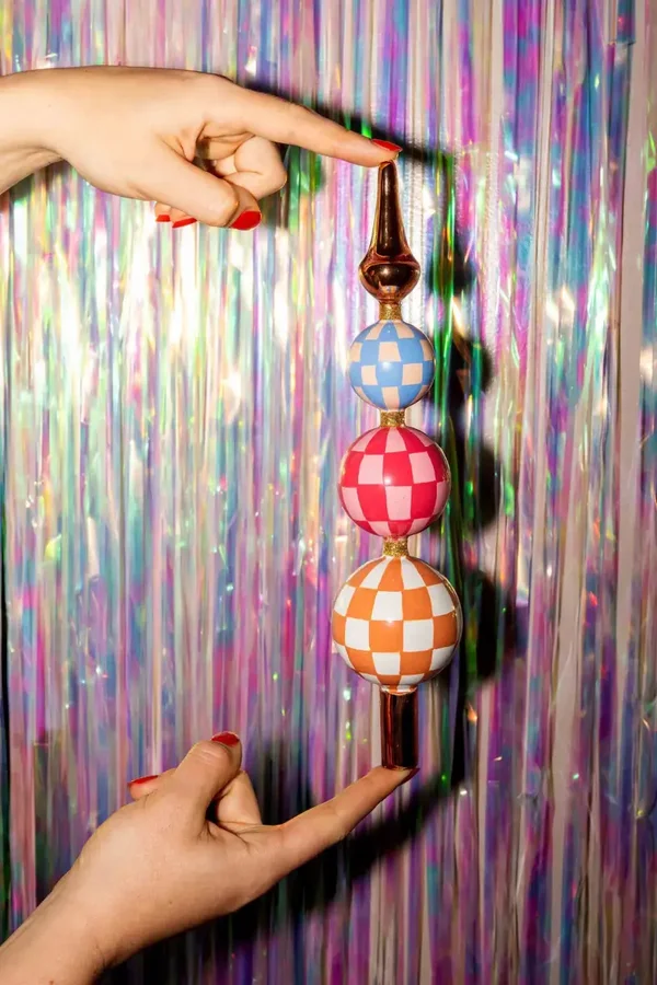 Kerstornament - Ruitjes piek