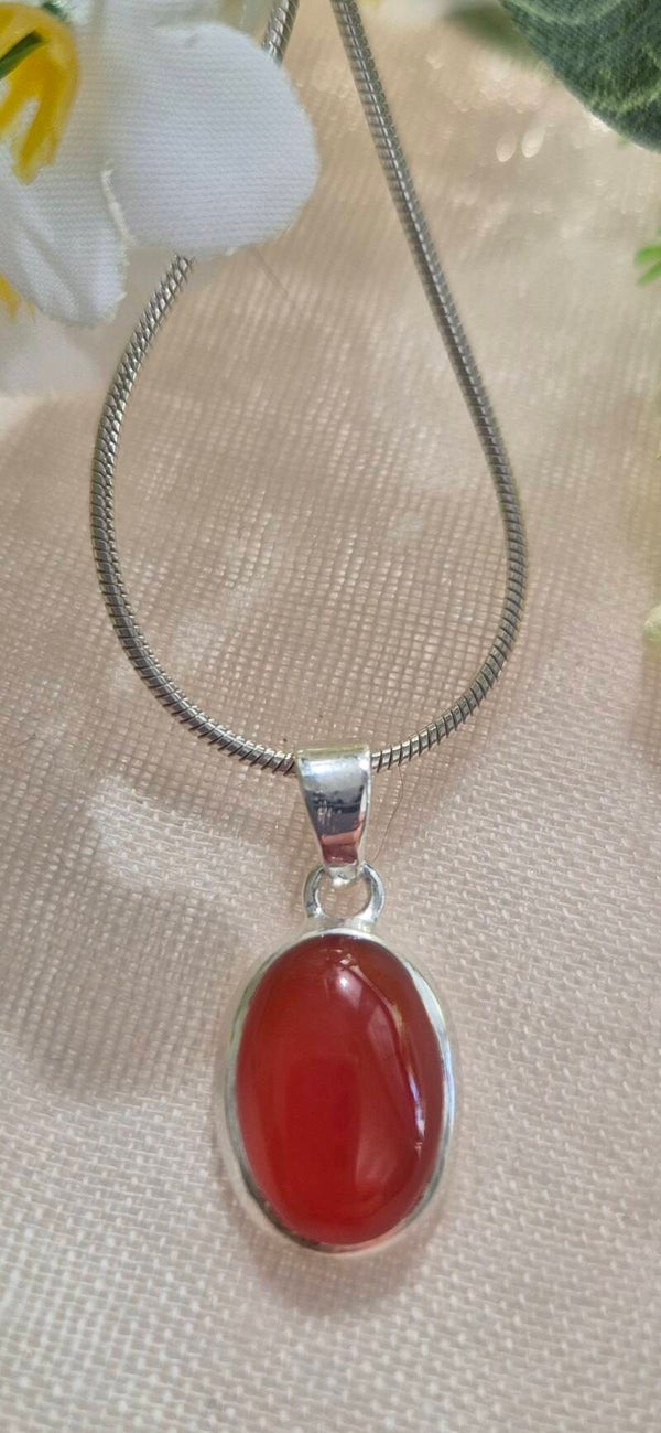 Zilveren kettinghanger Carneool