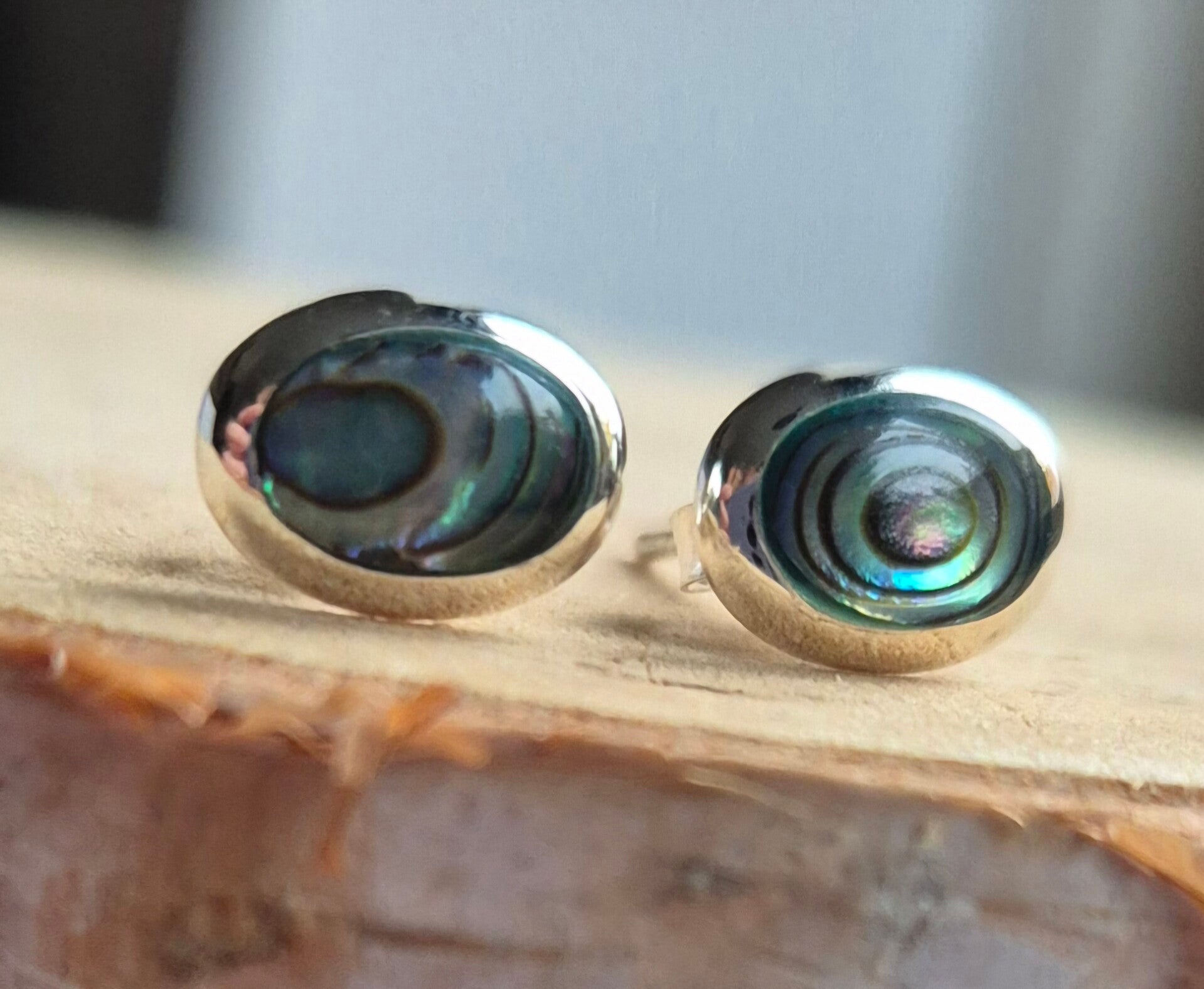 Zilveren oorstekers met Abalone Schelp