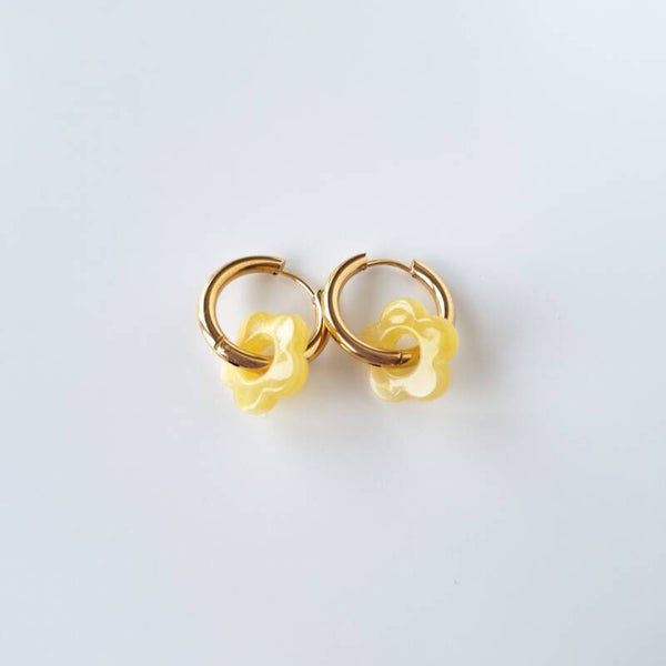 Daisy Hoop  Yellow - Stainless steel