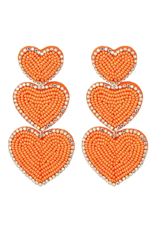 Orange earrings big hearts