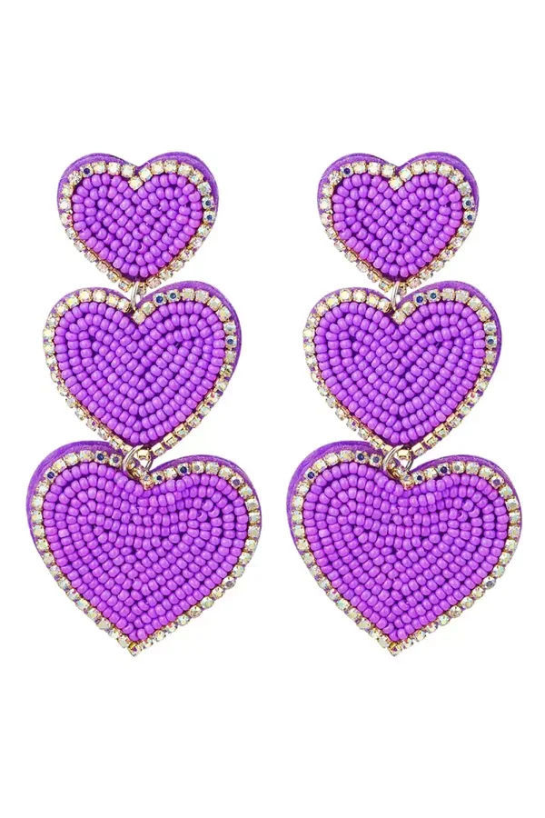 Purple earrings big hearts