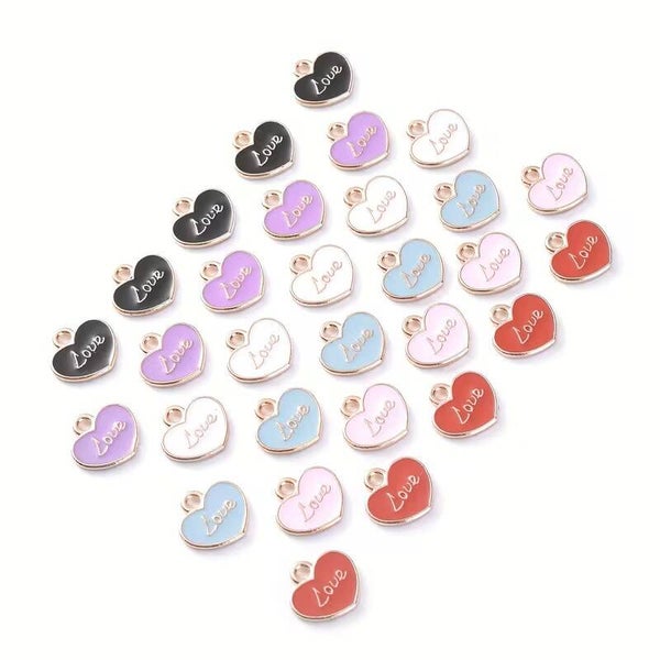 Breloques en alliage en forme de cœur