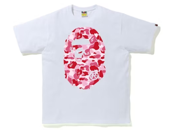 BAPE ABC Camo Big Ape Head Tee WHITE-PINK