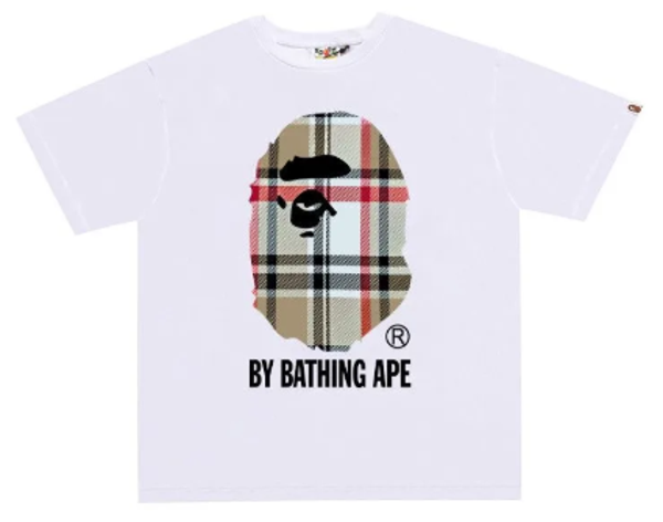 BAPExBURBERRY A Bathing Ape Check by Bathing Tee White/Beige