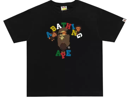 A Bathing Ape Colors College Milo Tee BLACK