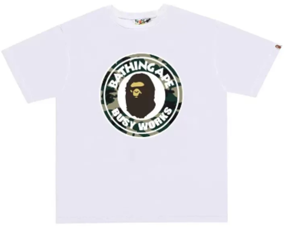 BAPE Honeycomb Camo Busy Works Tee white