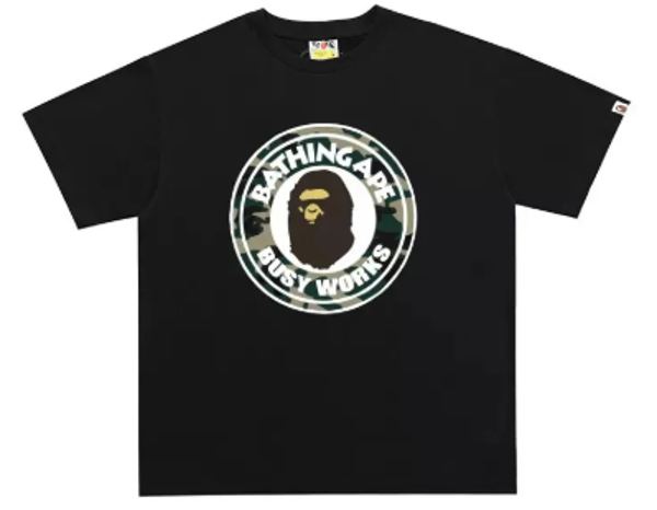 BAPE Honeycomb Camo Busy Works Tee BLACK