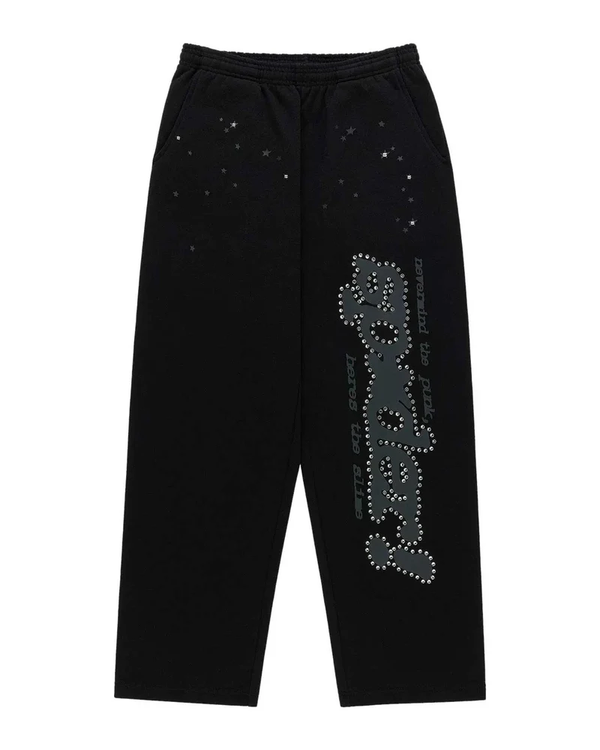 Sp5der P*nk V2 Rhinestone Sweatpants Black