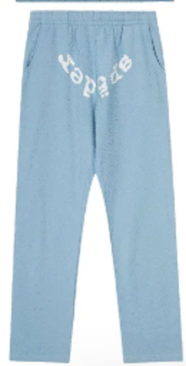 Sp5der Rhinestone blue sweatpants