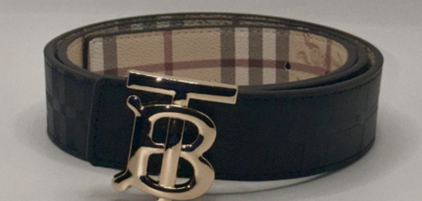 Burberry Reversible men's Check Belt Gold-Tone with box