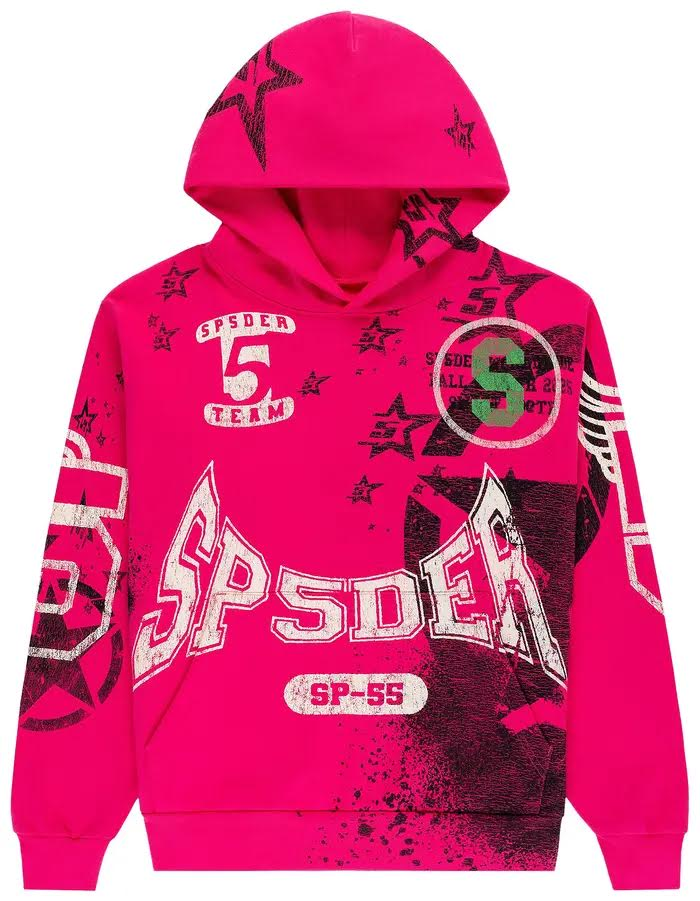 Sp5der Stencil Hoodie 'Pink'